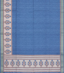 Steel Blue Printed Synthetic Tussar Silk Saree With Zari Border-SY0021