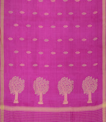 Hot Pink Woven Tussar Silk Saree With Floral Motifs-TU3268