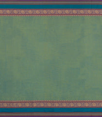 Green Woven Chettinad Cotton Saree With Contrast Border-CN1864