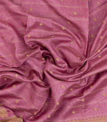 Dusty Pink Printed Art Dola Silk Saree With Stripes & Printed Pallu-BL5759