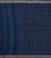 Dark Brown Printed Chanderi Cotton Saree With Bird Motifs-CC1446
