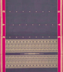 Dark Grey Handloom Village Cotton Saree With Buttas-VC1673