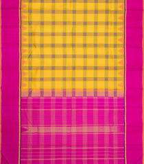 Yellow Handloom Korvai Kanchipuram Silk Saree With Meena Checks-KA16054