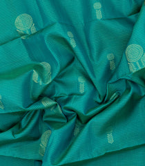 Aquamarine Handloom Soft Silk Saree With Checks & Contrast Pallu-SO4600