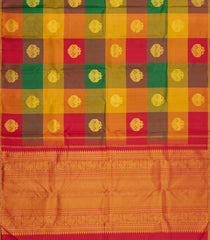 Multi Colour Handloom Korvai Kanchipuram Silk Saree With Checks & Buttas-KA15849