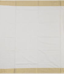 Off White Woven Kerala Cotton Saree With Printed Peacock Motifs-KEC1066