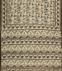 Taupe Printed Jaipur Cotton Saree With Elephant Motifs-JC1544