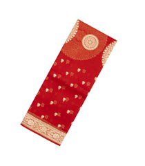 Red Woven Pure Organza Silk Saree With Zari Buttas-KS1119