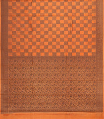 Orange Woven Tussar Silk Saree With Floral Motifs-TU3409