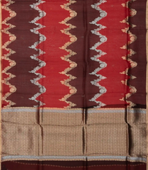 Red & Maroon Handloom Banarasi Organza Silk Saree With Floral Motifs-BE1717
