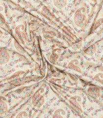 Cream Printed Synthetic Kotha Silk Saree With Zari Border-SY0030