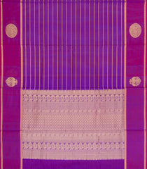 Purple Handloom Silk Cotton Saree With Veldhari Stripes-SC4358