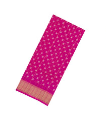 Hot Pink Printed Synthetic Moss Chiffon Saree With Checks-BL5733