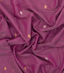 Magenta Handloom Bengal Cotton Saree With Stripes & Buttas-BG1701