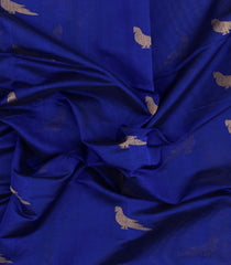 Blue Handloom Silk Cotton Saree With Parrot Buttas-SC4414