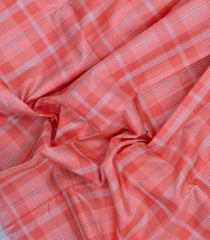 Peach Handloom Korvai Kanchipuram Silk Saree With Checks-KA16047