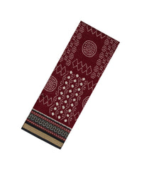 Maroon Printed Blended Chanderi Cotton Saree With Zari Border-BL5772