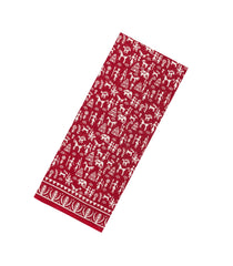 Red Printed Jaipur Cotton Saree With Printed Tribal Motifs-JC1773