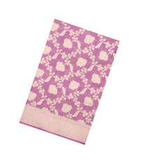 Dusty Pink Handloon Banarasi Silk Saree With Floral Zari Motifs-BE1924