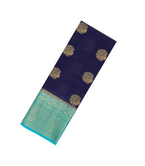 Navy Blue Woven Blended Viscose Saree With Zari Buttas-BL6086