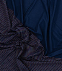 Navy Blue Handwoven Bengal Cotton Saree With Floral Buttas-BG1479