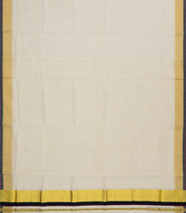 Off White Handloom Kerala Cotton Saree With Golden Zari Checks-KEC1014