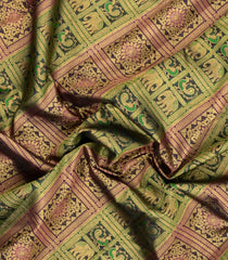 Black Handloom Kanchipuram Silk Saree With Bomkai Motifs-KA16369