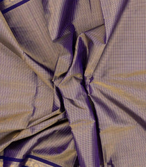 Lilac Handloom Silk Cotton Saree With Stripes & Contrast Border-SC4562