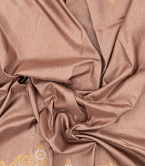 Taupe Handloom Kanchipuram Silk Saree With Running Border & Contrast Pallu-KA13609