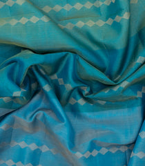 Cyan Handloom Soft Silk Saree With Diamond Stripes-SO4632