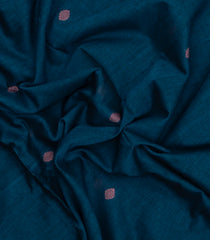 Teal Handloom Bengal Cotton Saree With Floral Motifs-BG1985