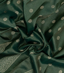Bottle Green Handloom Kanchipuram Silk Saree With Floral Motifs-KA15083