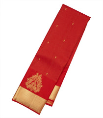 Red Handloom Kanchipuram Silk Saree With Zari Stripes & Buttas-KA16805