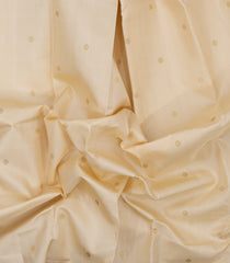 Cream Handloom Korvai Kanchipuram Silk Saree With Zari Buttas-KA16673