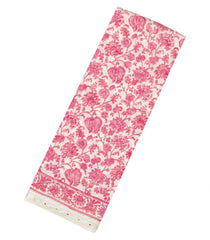 Peach Handloom Chanderi Cotton Saree With Printed Floral Motifs-CC1324