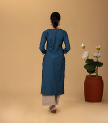 Blue & Grey Printed Kurta-KR0849