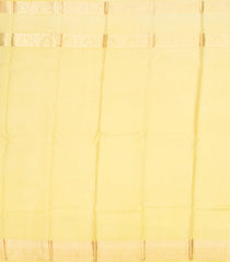 Light Yellow Handloom Silk Saree With Printed Floral Motifs & Zari Border-PS0544