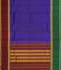 Blue Handloom Kanchipuram Silk Saree With Zari Checks-KA15293