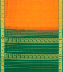 Orange Handloom Silk Cotton Saree With Zari Buttas & Contrast Border-SC4668