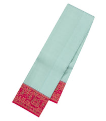 Turquoise Handloom Korvai Kanchipuram Silk Saree With Meena Floral Border-KA15749