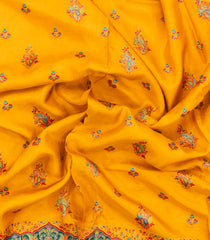 Yellow Printed Blended Viscose Saree With Position Printed Floral Motifs-BL5986