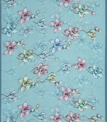 Turquoise Woven Synthetic Georgette Saree With Printed Floral Motifs-BL4218