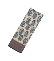 Cream Printed Chanderi Cotton Saree With Zari Border-CC1557