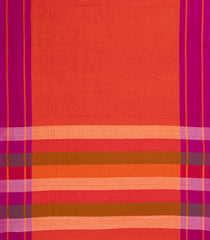 Orange Handloom Bengal Cotton Saree With Contrast Border-BG1849