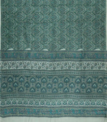 Shadow Green Printed Silk Saree With Floral Motifs-PS0686