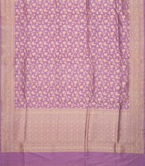 Lavender Handloom Banarasi Silk Saree With Floral Vine Motifs