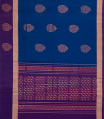 Blue Handloom Silk Cotton Saree With Buttas-SC4529