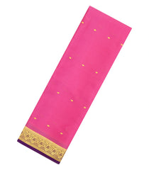 BubbleGum Pink Woven Mysore Silk Saree With Buttas & Contrast Border-MS3340