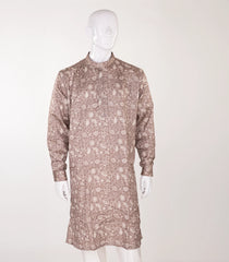 Light Brown Mid Length Kurta with floral print -EW1100