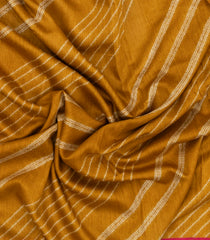 Mustard Woven Tussar Silk Saree With Printed Diagonal Stripes-TU3089